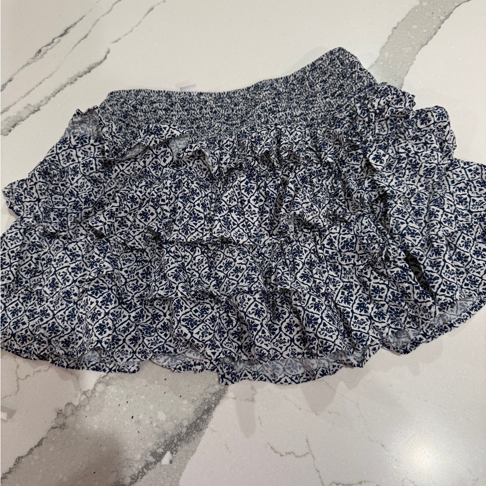 Subdued Navy Patterned Mini Skirt